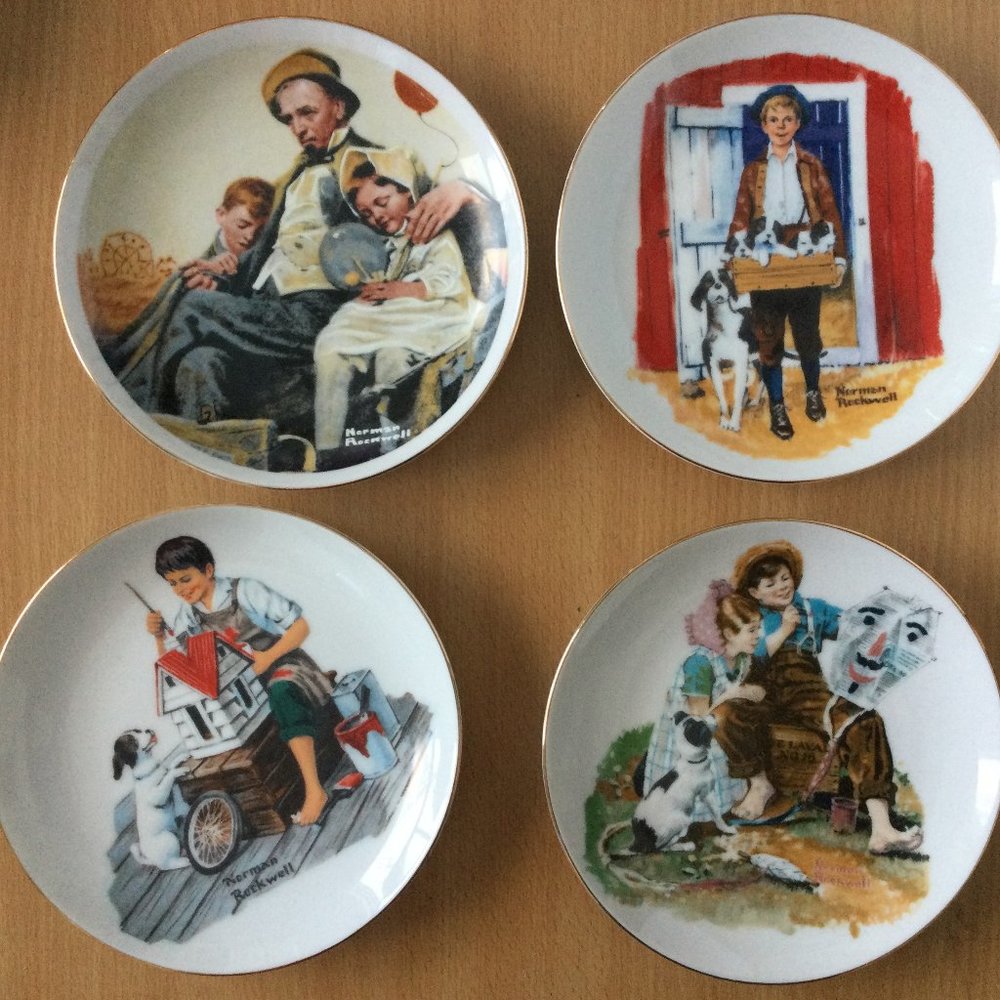 Norman Rockwell plates made exclusively for IMM Japan fine porcelain set of 4